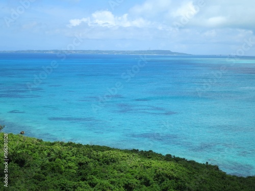 The sea and blue sky of Miyakojima in early summer, Okinawa photo