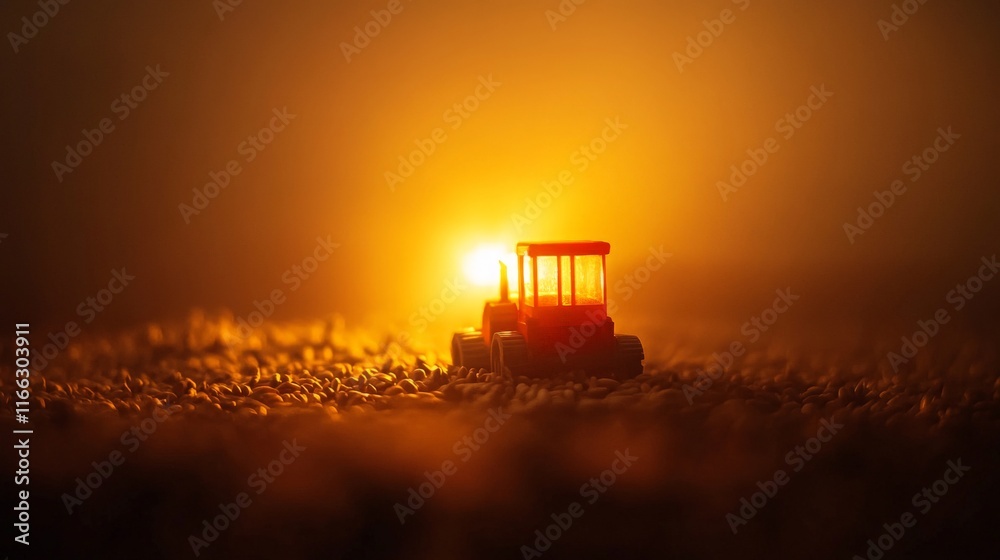Fototapeta premium Tractor Planting Seeds in Bright Rural Background