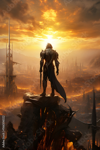 Magical Dusk over the Fabled City - A Serene Scene from Final Fantasy