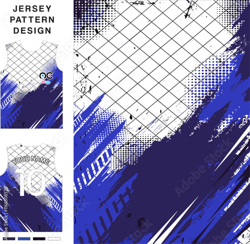 Abstract concept vector jersey pattern template for printing or sublimation sports uniforms football, volleyball, basketball, e-sports, cycling and fishing. Pattern jersey printing.