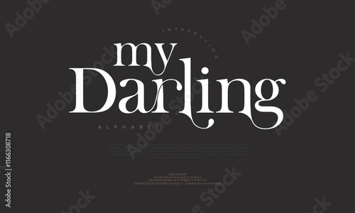 Darling typography beauty fashion elegant minimalist serif italic fonts decorative wedding vintage retro logos. Minimal luxury font alphabet logo. Vector illustration