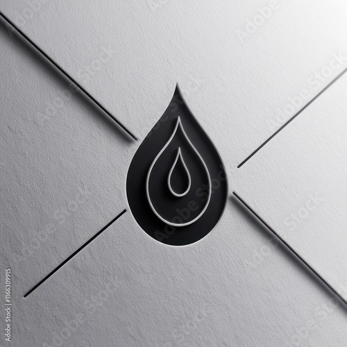 Abstract Black Waterdrop Icon on Envelope photo