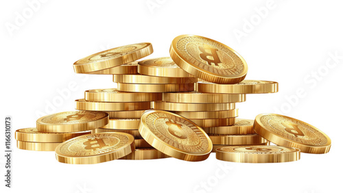 A pile of gold coins with the letter C on them