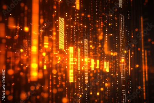 Wallpaper Mural Glowing data grid with orange particles. Torontodigital.ca