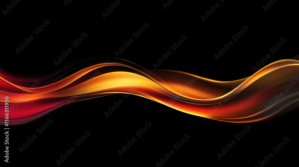 Naklejka premium Abstract 3D Flowing Liquid-Like Wave Textures in Red, Gold, and Black Gradient