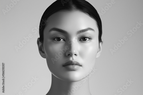 eautiful skin woman face, clean and healthy beauty skincare and cosmetics for adverstising. Generative Ai.

 photo