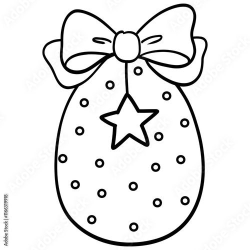 Easter egg with bow star cartoon for Easter day kids coloring page
