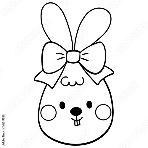 Cute bunny rabbit Easter egg cartoon for Easter day kids coloring page
