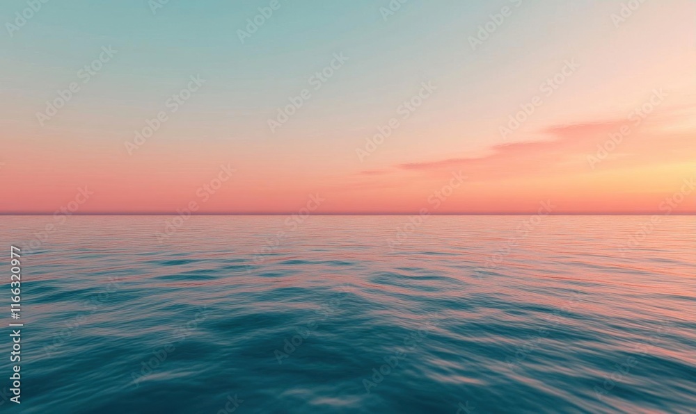 Serene ocean view at sunset, showcasing calm waters and pastel skies. Serene ocean view at sunset, showcasing calm waters and pastel skies.