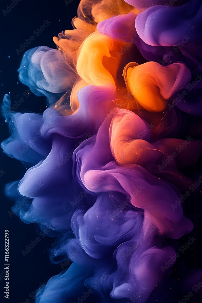 Fototapeta premium Abstract colorful ink swirls in water.