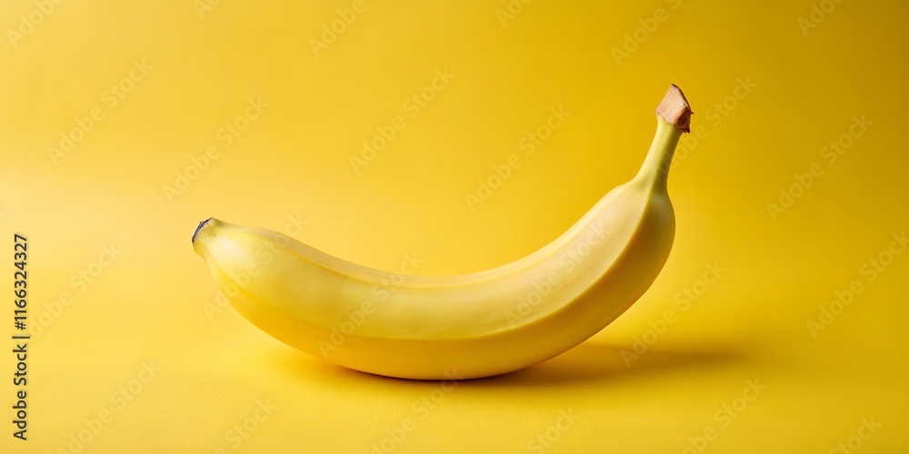 Single ripe yellow banana on a yellow background. A vibrant, minimalist food image perfect for healthy eating concepts. Single ripe yellow banana on a yellow background. A vibrant, minimalist food image perfect for healthy eating concepts.