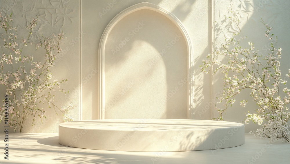 A serene, minimalistic setting with floral accents and soft lighting. A serene, minimalistic setting with floral accents and soft lighting.