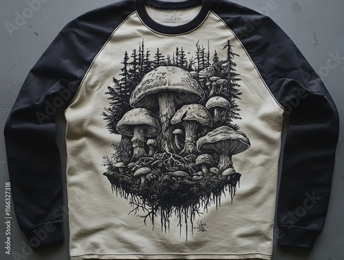 Artistic Mushroom Illustration on Stylish Apparel photo