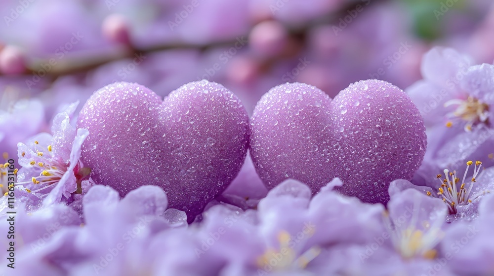 Fototapeta premium Romantic Hearts Amidst Blooming Cherry Blossoms