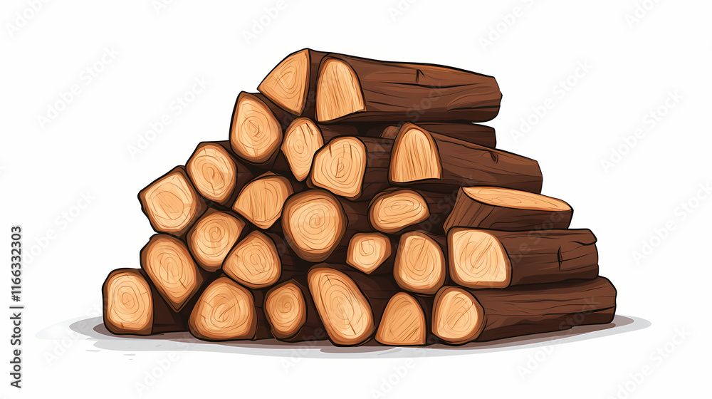 Pile of firewood for fireplace at home. Sapphirewood. Illustration Pile of firewood for fireplace at home. Sapphirewood. Illustration