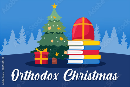 happy orthodox new year with orthodox ornaments, Orthodox Christmas