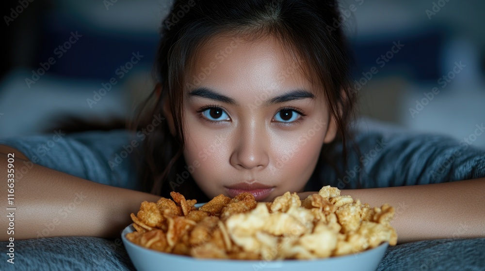 Nocturnal binge eating disorder, psychological condition marked by overeating during night, driven by emotional triggers, disrupting sleep patterns, leading to feelings of guilt, shame, poor health. Nocturnal binge eating disorder, psychological condition marked by overeating during night, driven by emotional triggers, disrupting sleep patterns, leading to feelings of guilt, shame, poor health.