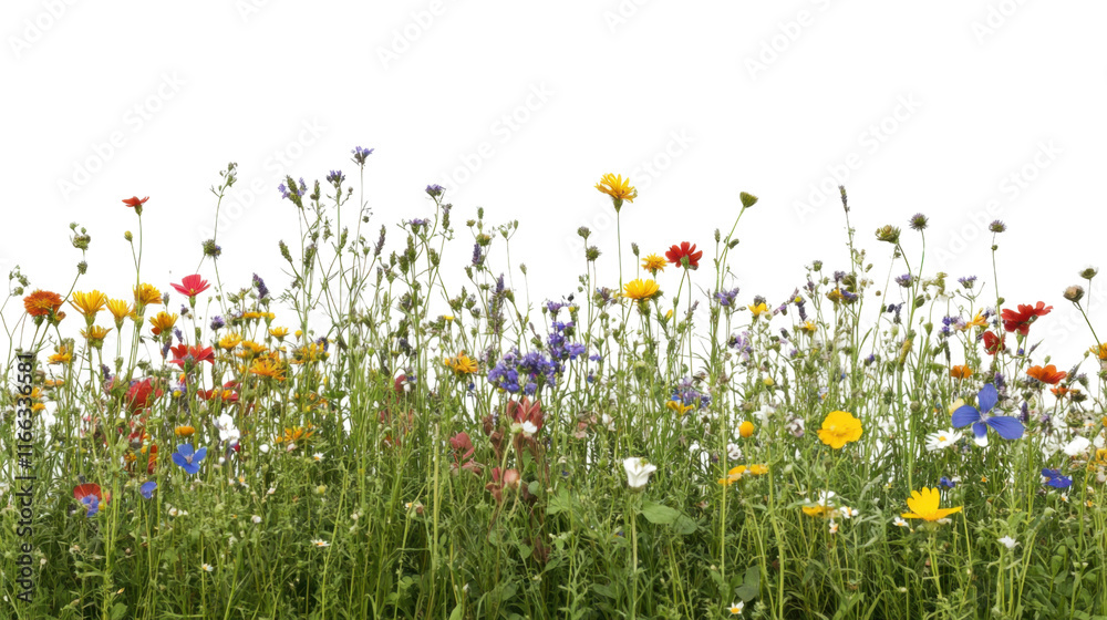 Spring flower meadow transparent background
