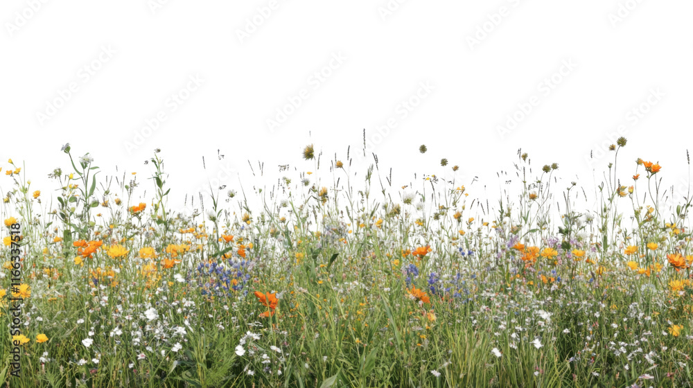 Spring flower meadow transparent background