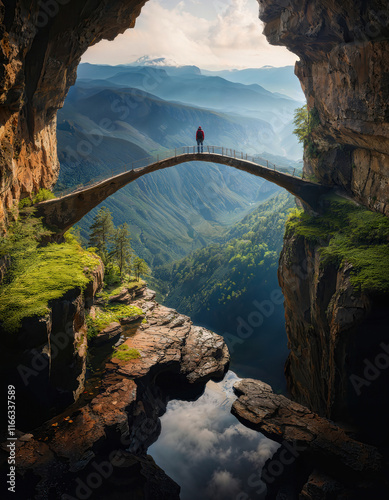Rock bridge traversing a canyon