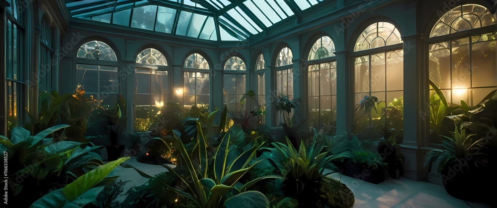 Beautifully illuminated conservatories showcasing diverse plant life inviting exploration Beautifully illuminated conservatories showcasing diverse plant life inviting exploration