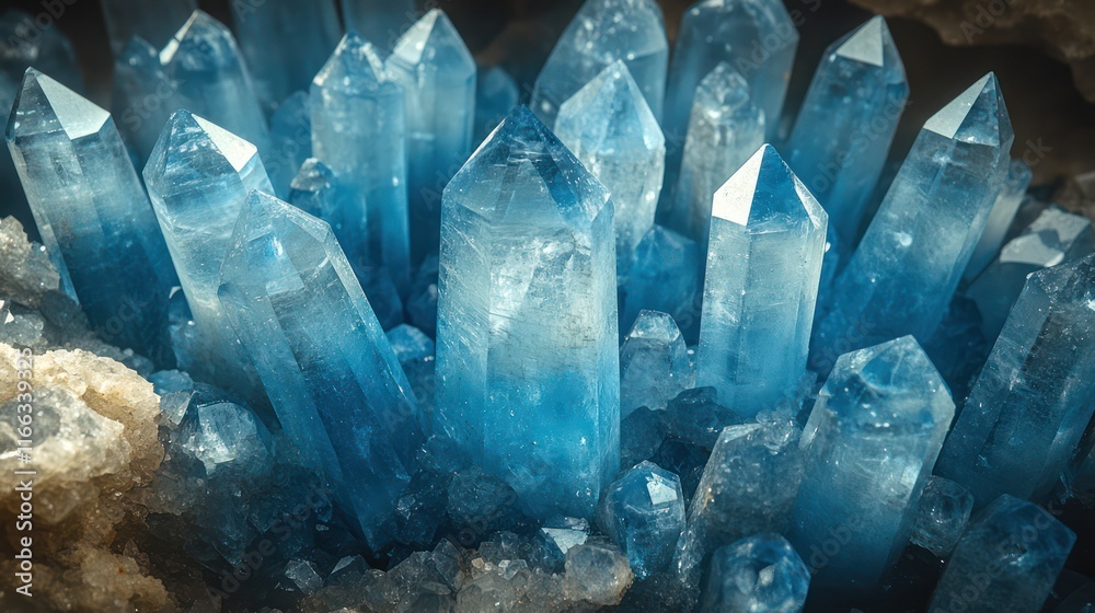 Fototapeta premium Stunning Blue Quartz Crystal Cluster: A Nature's Masterpiece