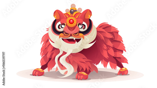 lion dance , flat design , chinese new year photo