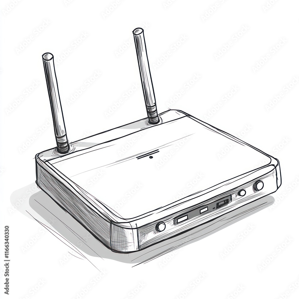 Fototapeta premium A Sketch Of A Wireless Internet Router Device
