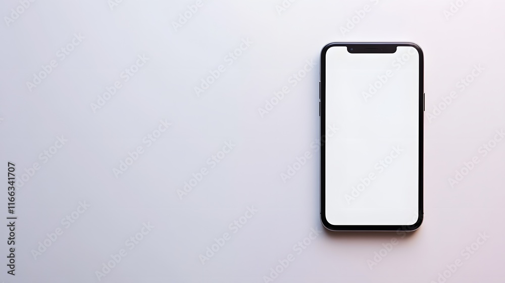 Modern Smartphone on White Background Displaying Blank Screen