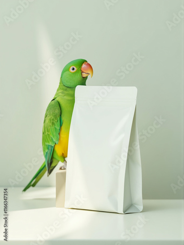 Parrot Food Bag Mockup with Realistic Packaging Design photo