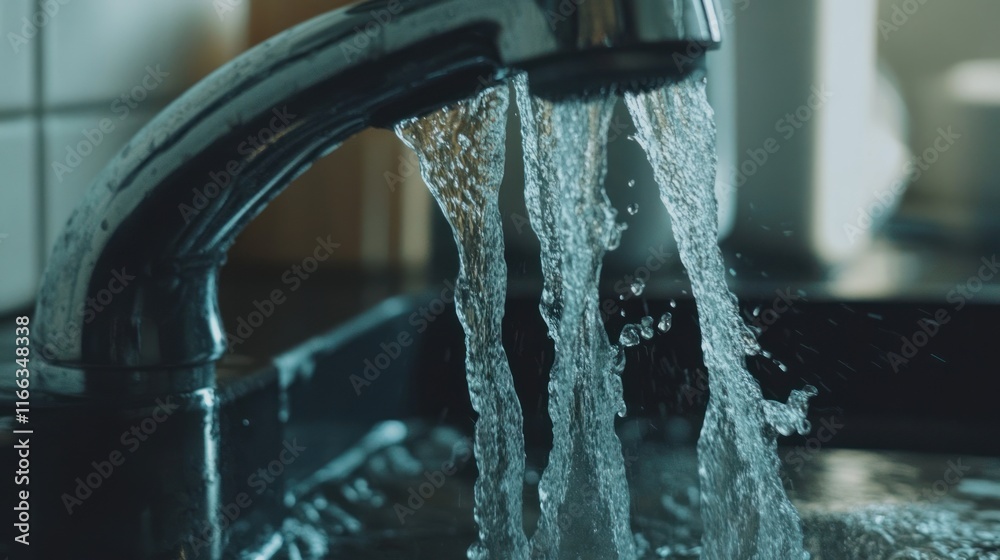 Running Water from a Faucet: A Close-Up Photography Running Water from a Faucet: A Close-Up Photography