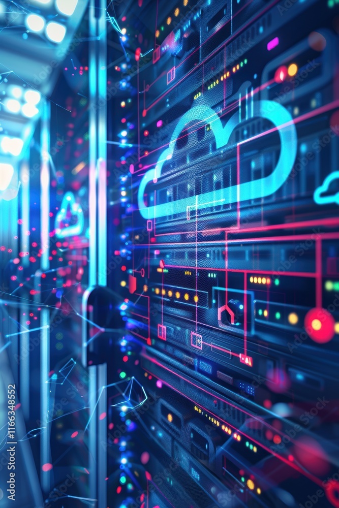 Abstract digital representation of cloud computing and data storage. Abstract digital representation of cloud computing and data storage.
