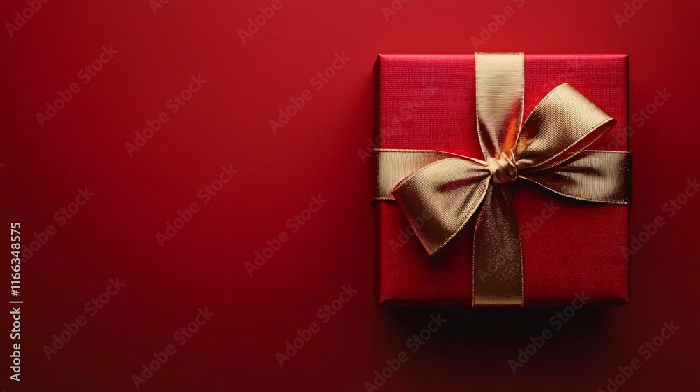 Luxurious red gift box with a satin ribbon on a vibrant red backdrop, perfect for Christmas, birthdays, or celebrations, evoking joy and anticipation. Luxurious red gift box with a satin ribbon on a vibrant red backdrop, perfect for Christmas, birthdays, or celebrations, evoking joy and anticipation.