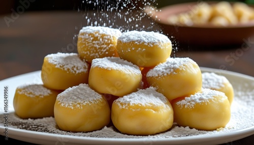 Delicious Bolinho de Chuva Dessert Balls Dusted with Sugar and Ready to Enjoy photo