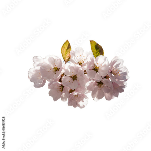 葉が付いた桜の花