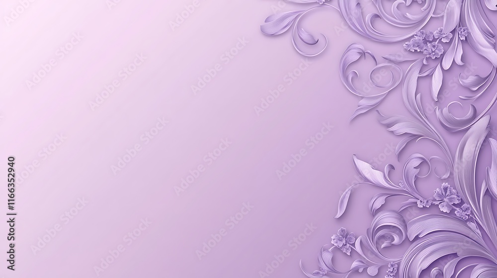 Lavender Floral Design Background With Elegant Swirls Lavender Floral Design Background With Elegant Swirls