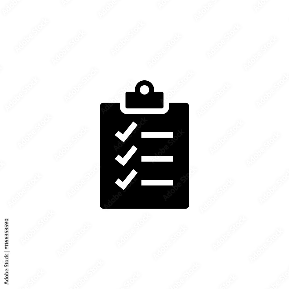Checklist clipboard glyph icon. Simple solid style. Quality, check, tick, list, service, data, document, clinic, good, survey concept. Vector illustration isolated. SVG Checklist clipboard glyph icon. Simple solid style. Quality, check, tick, list, service, data, document, clinic, good, survey concept. Vector illustration isolated. SVG