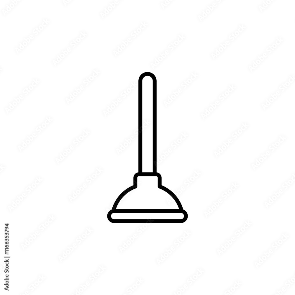 Plunger line icon. Simple outline style. Sink, toilet, pump, plumber, suction, unclog, bathroom concept. Sign symbol design. Vector illustration isolated. SVG Plunger line icon. Simple outline style. Sink, toilet, pump, plumber, suction, unclog, bathroom concept. Sign symbol design. Vector illustration isolated. SVG