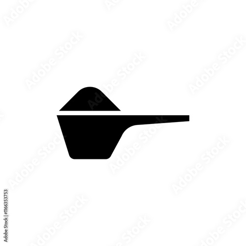 Scoop glyph icon. Simple solid style. powder, spoon, detergent, cup, laundry, cartoon, pile concept. Sign symbol design. Vector illustration isolated. SVG