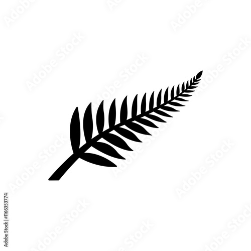 Fern glyph icon. Simple solid style. Leaf, logo, nz, kiwi, maori, silhouette, bird, sign, new zealand symbol concept design. Vector illustration isolated. SVG