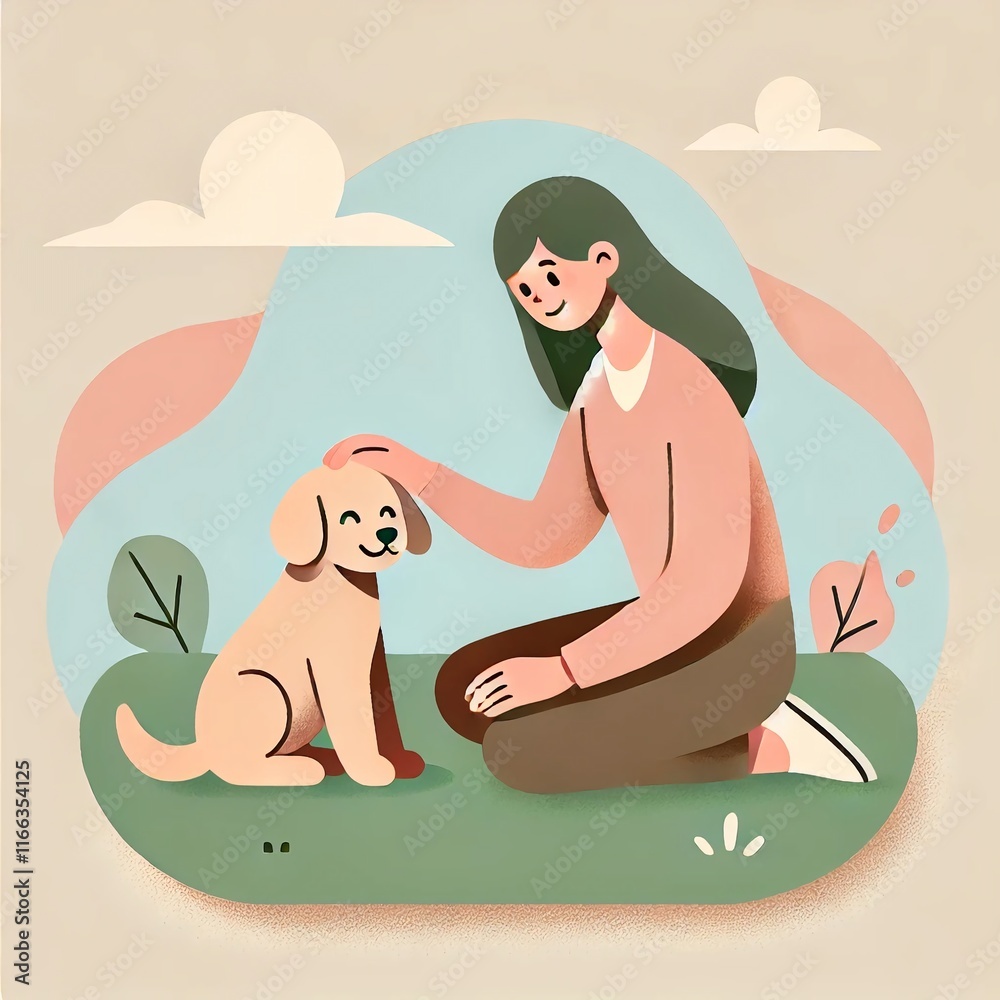 Obraz premium girl and dog