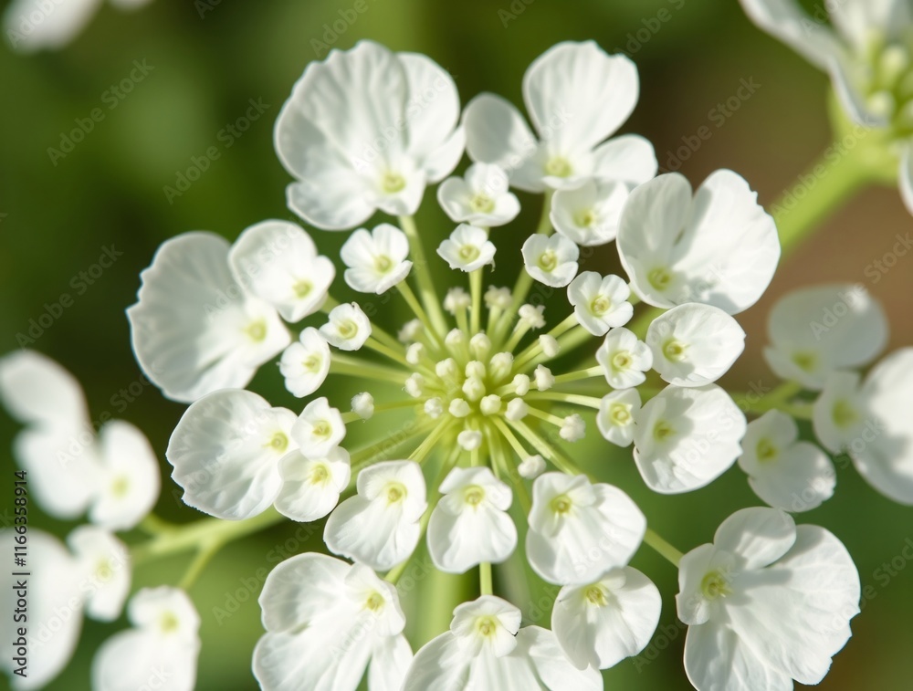 Close-up of delicate white flowers on a soft green background Close-up of delicate white flowers on a soft green background