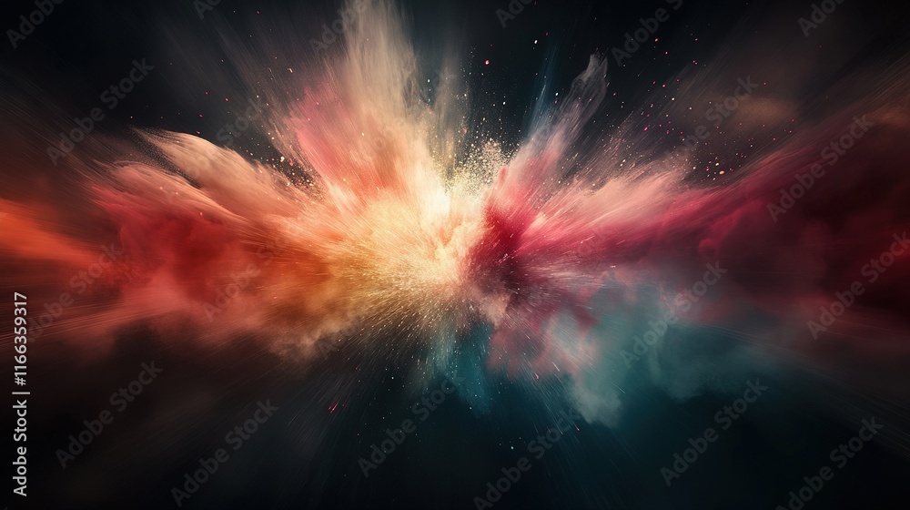 Vibrant Explosion of Dynamic Colors, Abstract Shapes Radiating Energy and Motion, Captivating Visual Experience