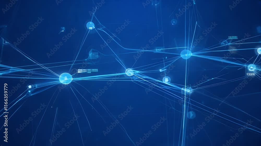 data artificial flow dots concept network line blue network deep abstract intelligence connection network concept data connected neural background blue big science background graphic pattern tech