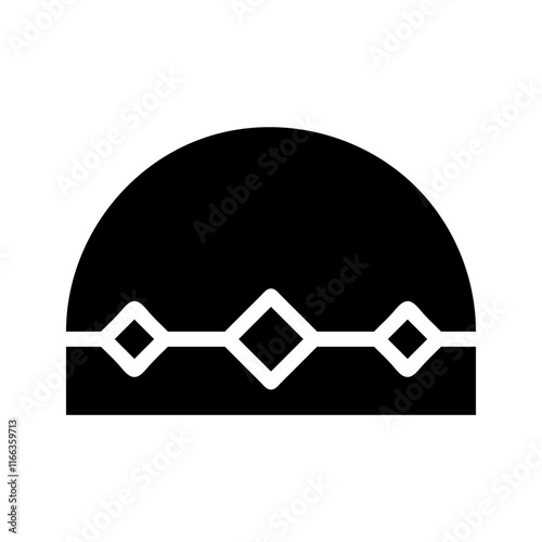 Black and white taqiyah pattern, concept of prayer and ramadan.