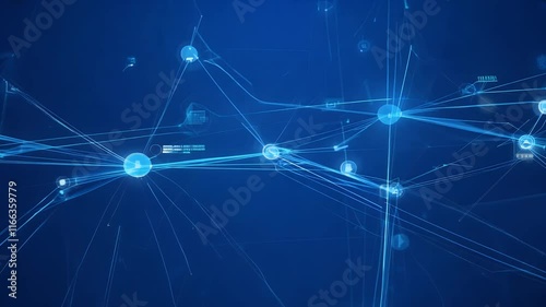 data artificial flow dots concept network line blue network deep abstract intelligence connection network concept data connected neural background blue big science background graphic pattern tech