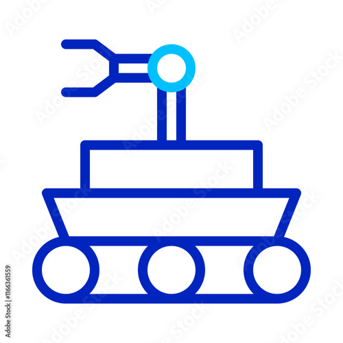 Robotic arm rover vehicle icon. Concept of automation, technology, and innovation.