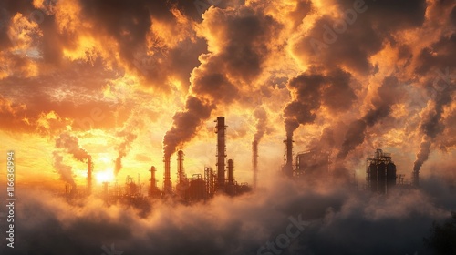 Ethanol production facility, towering distillation columns, industrial setting, energy generation, sustainable practices, modern technology photo