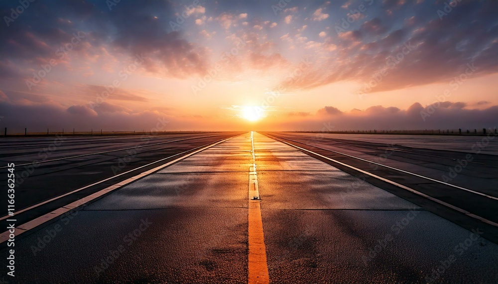 sunrise at the end of the highway