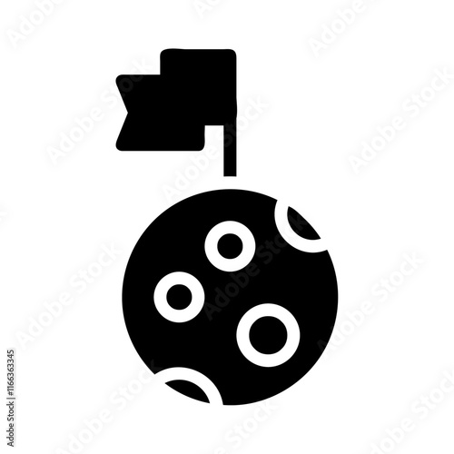 Moon with flag. Concept of space exploration, achievement, and discovery.